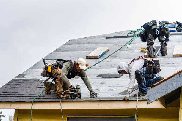 Professional Gutter Installation technician working in Doucette, TX